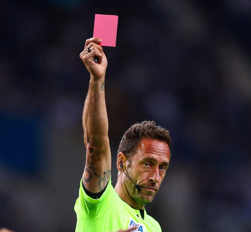 What is A Pink Card in Football? Image Credits:- talkSPORT.