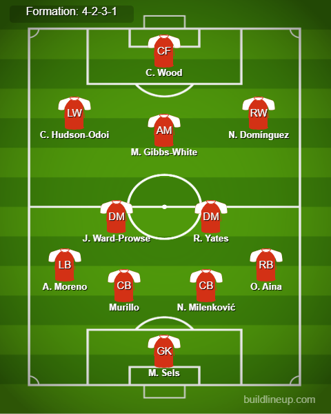 Brighton vs Nottingham Predicted Lineups. Image Credits:- Buildlineup.com.