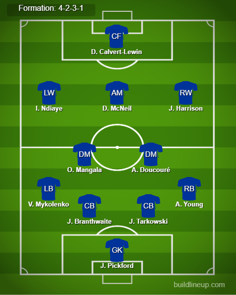 Everton vs Newcastle Predicted Lineups. Image Credits:- Buildlineup.com.