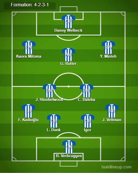 Newcastle vs Brighton Predicted Lineups. Image Credits:- Buildlineup.com.