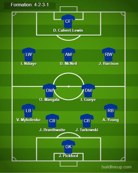 Everton vs Brentford Predicted Lineups. Image Credits:- Buildlineup.com.