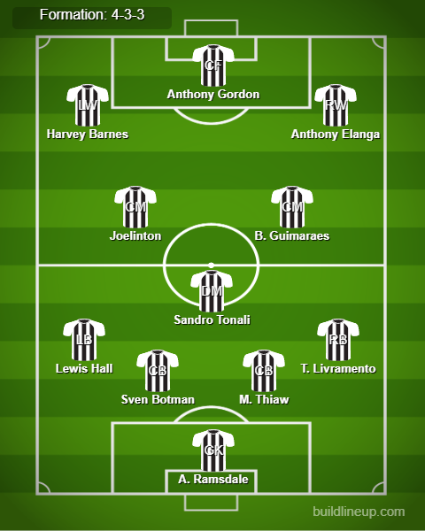 Newcastle vs Liverpool Predicted Lineups. Image Credits:- Buildlineup.com.